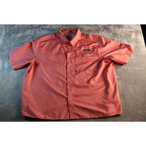 Eddie Bauer Shirt Mens 2XL Coral Performance Fishing Outdoor Button Up Polyester